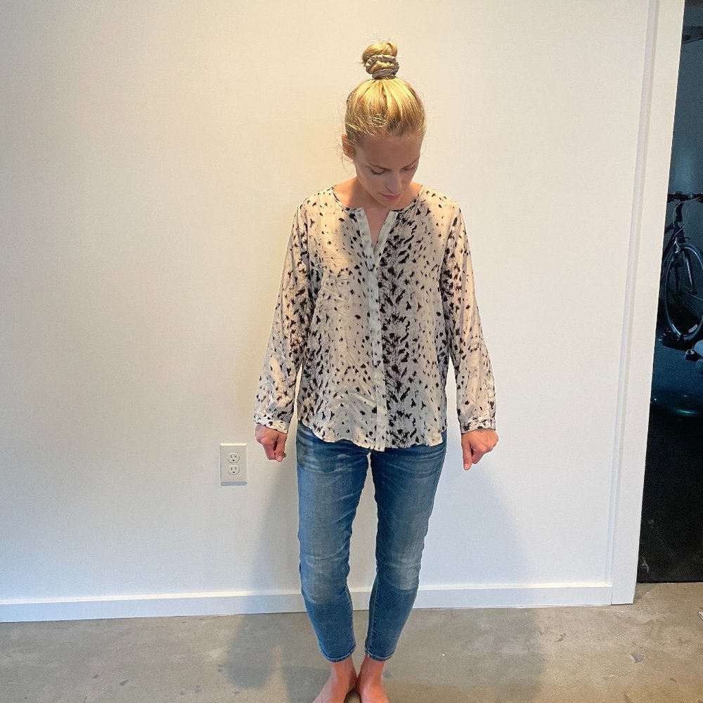 Joie Snow Leopard Silk Purine Blouse